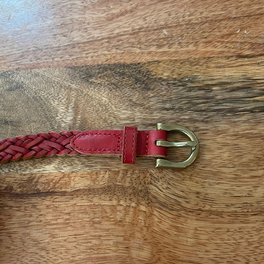 Madewell Leather Braided Belt Red - Picture 3 of 5